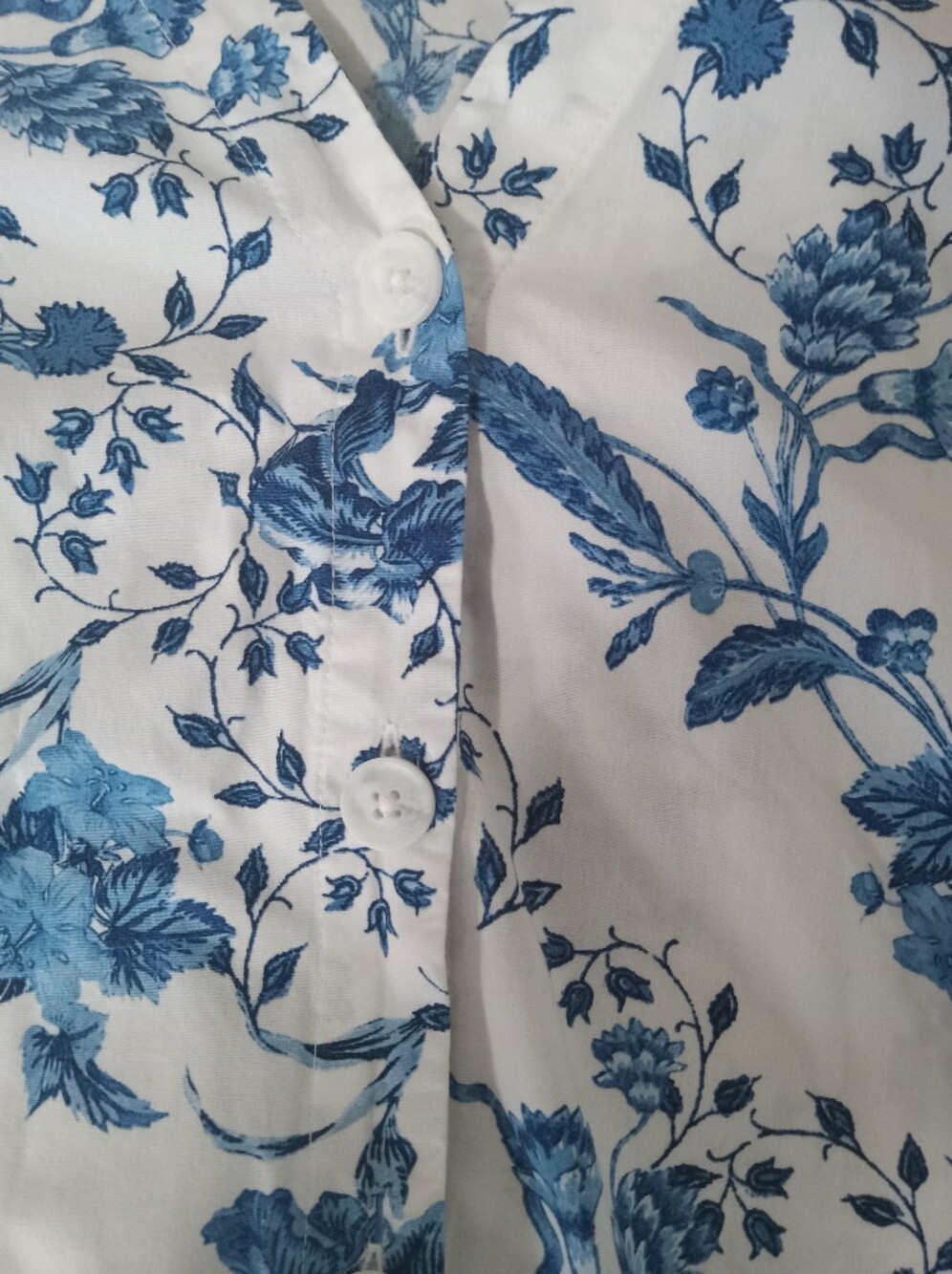 Floral Button Up Midi Dress in Blue and White - Picture 9 of 10